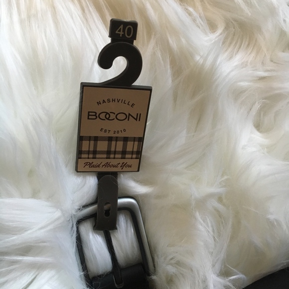 BONCONI Men's Black Leather Belt Size 40 (Multi) - Picture 2 of 6